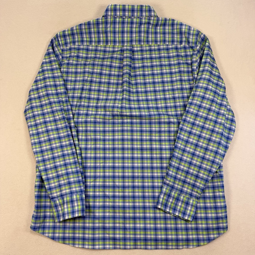 Vineyard Vines Mens Large Blue Green Plaid Long Sleeve OTG Brr Performance Shirt - Picture 3 of 6